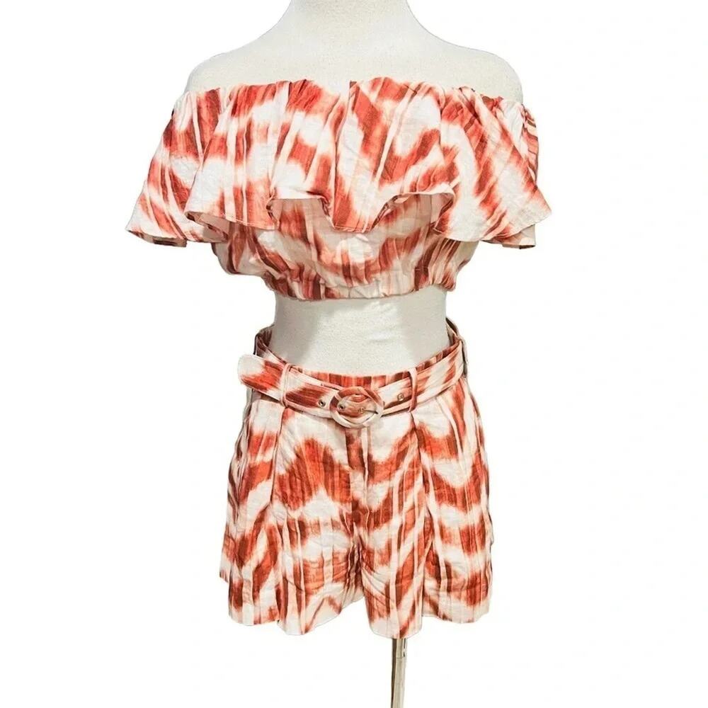Banana Republic Meridian "Warm Zebra" Linen Shorts Size 4 & Linen Top Size S - Picture 6 of 11